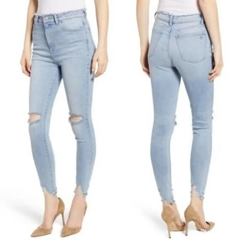 DL1961 Chrissy Distressed Super High Rise Stretch Ankle Jeans Size 27